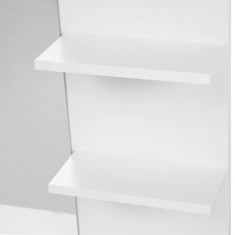 kleankin Elegante Badkamerspiegel met 3 Handige Planken van Wit MDF