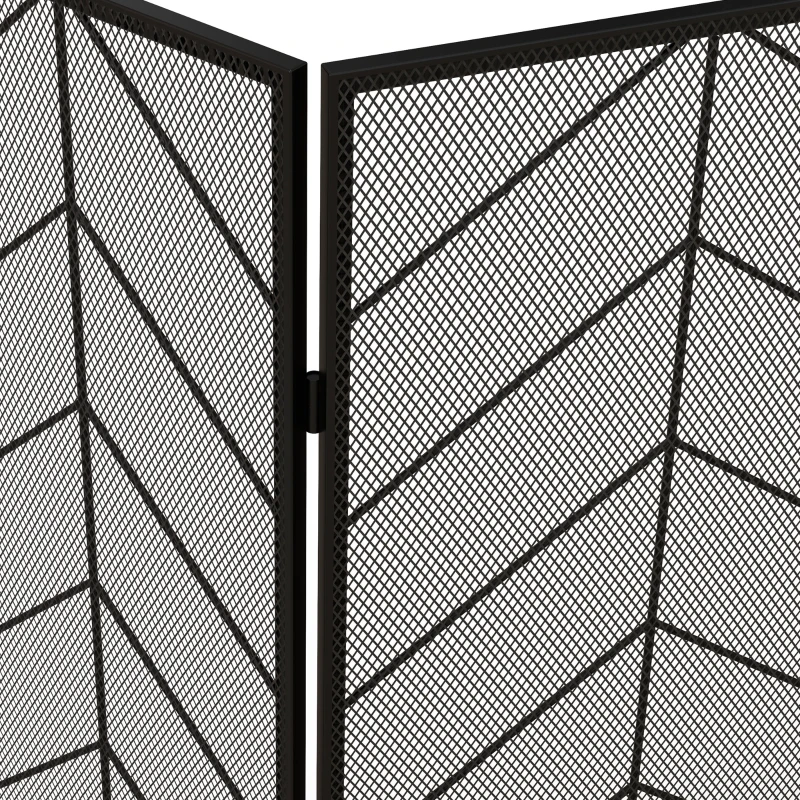 HOMCOM Vonkenscherm voor haarden, elegante vonkenvanger, inklapbaar, gecoat, Zwart, 135 x 85 cm