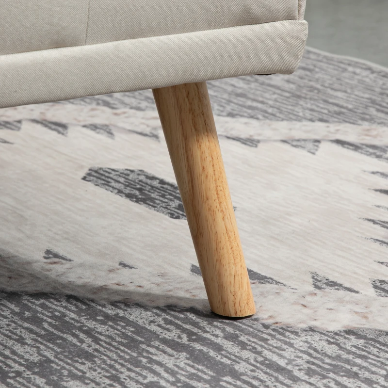 HOMCOM Slaapbank 3-zits, verstelbare rugleuning met inklaptafel, twee armkussens, linnenlook, beige, 181 x 77 x 78 cm