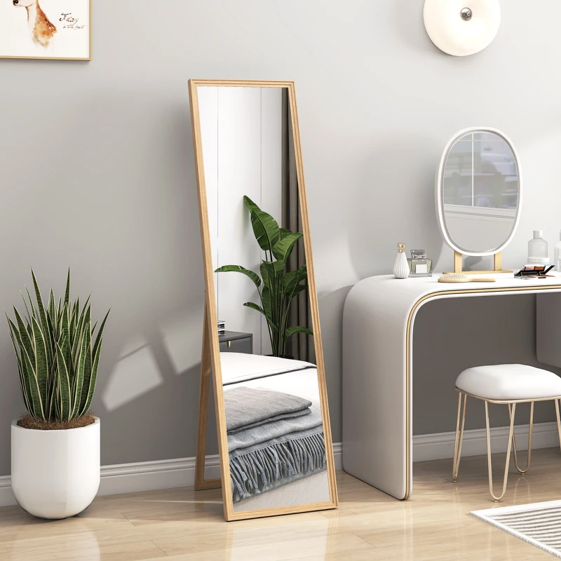 HOMCOM Miroir rectangulaire sur pied miroir de sol pour vestiaire salon salle de bain couloir 40 x 47 x 147 cm naturel