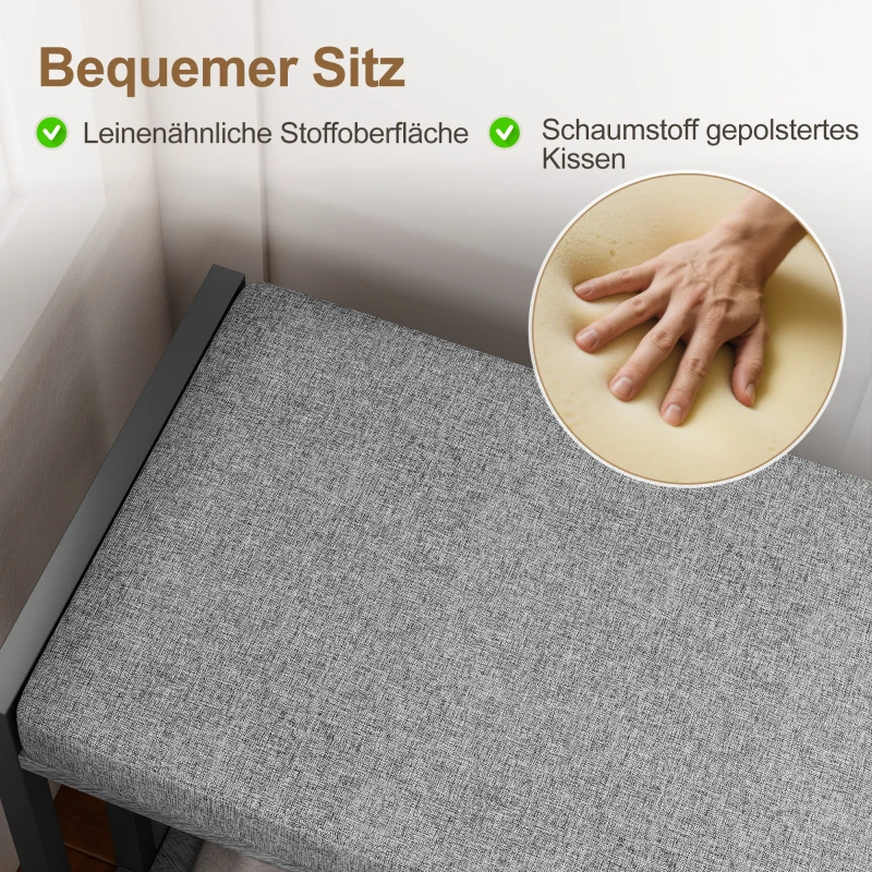 HOMCOM Schoenenrek met schoenenbank, entree rek voor schoenen, schoenenkast met drievoudig ontwerp, voor hal, entree, woonkamer, slaapkamer, Grijs