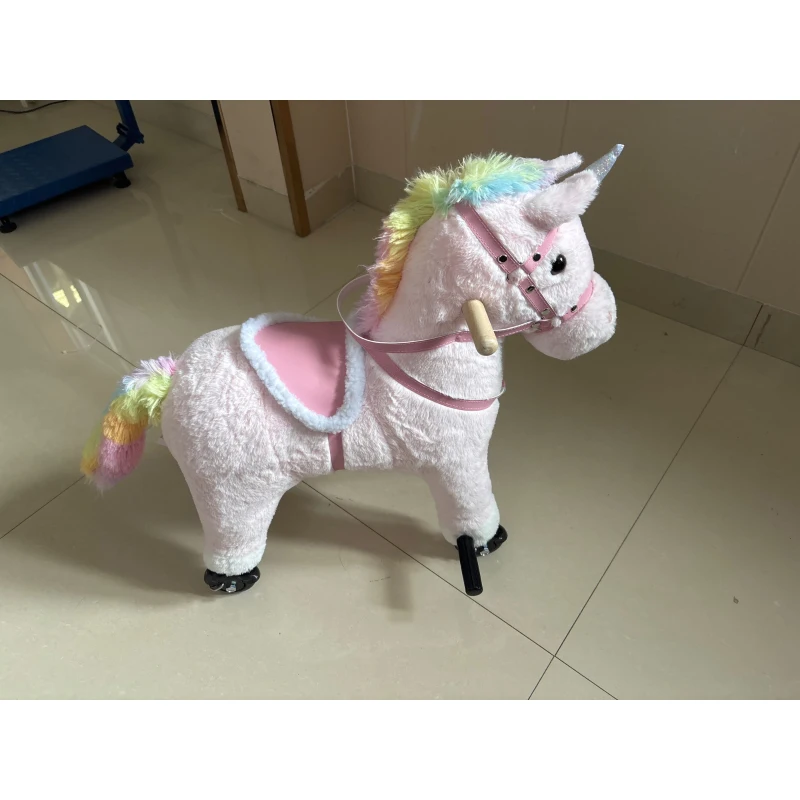 AIYAPLAY Reitpferd auf Rollen Spielpferd zum Reiten mit Einhorn-Design Rollen Sound Griffe Fußstütze bis 40 kg für Kinder 1–3