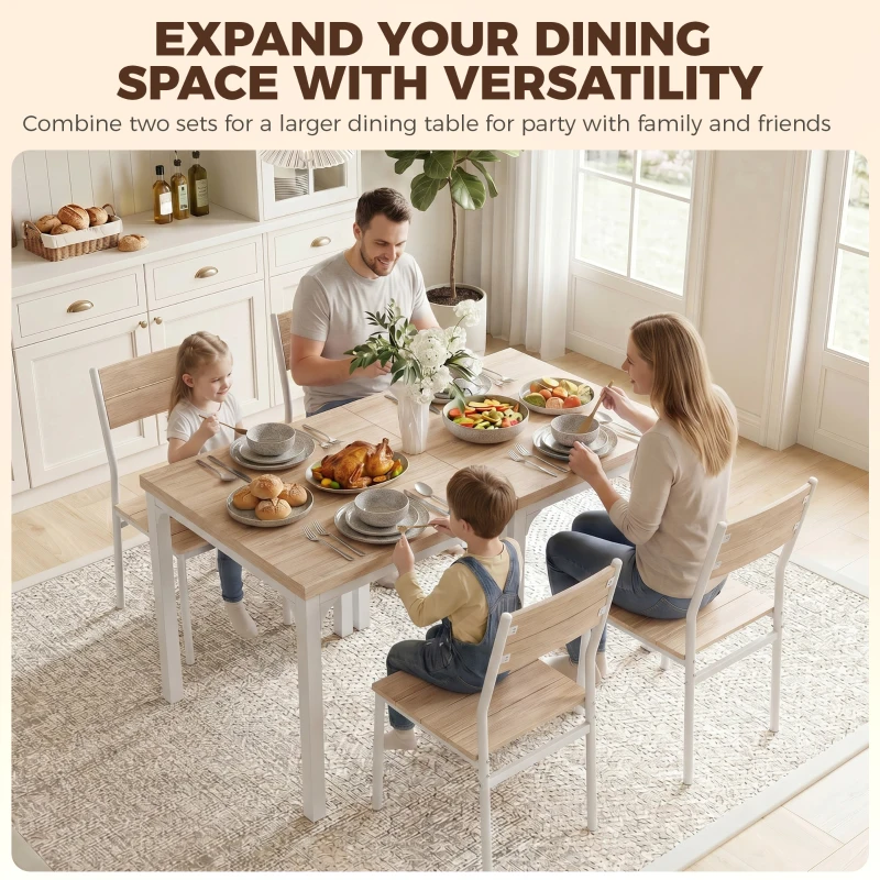 HOMCOM Three-Piece Minimal and Compact Dining Set, Oak Wood Effect