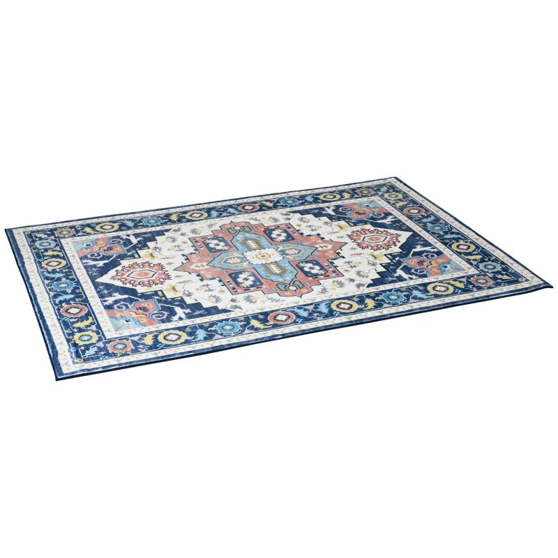 HOMCOM Vintage Rugs, Area Rugs Large Carpet for Living Room, Bedroom, Dining Room, 160x230 cm, Blue