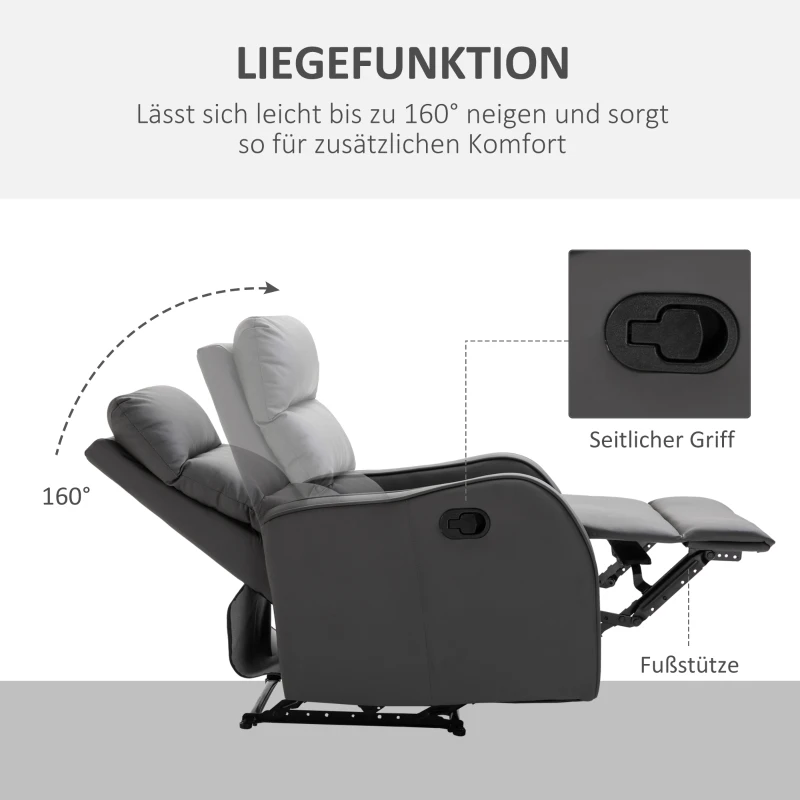 HOMCOM Relaxstoel met voetensteun, ligstoel, uitklapbare voetensteun, kunstleer, zwart