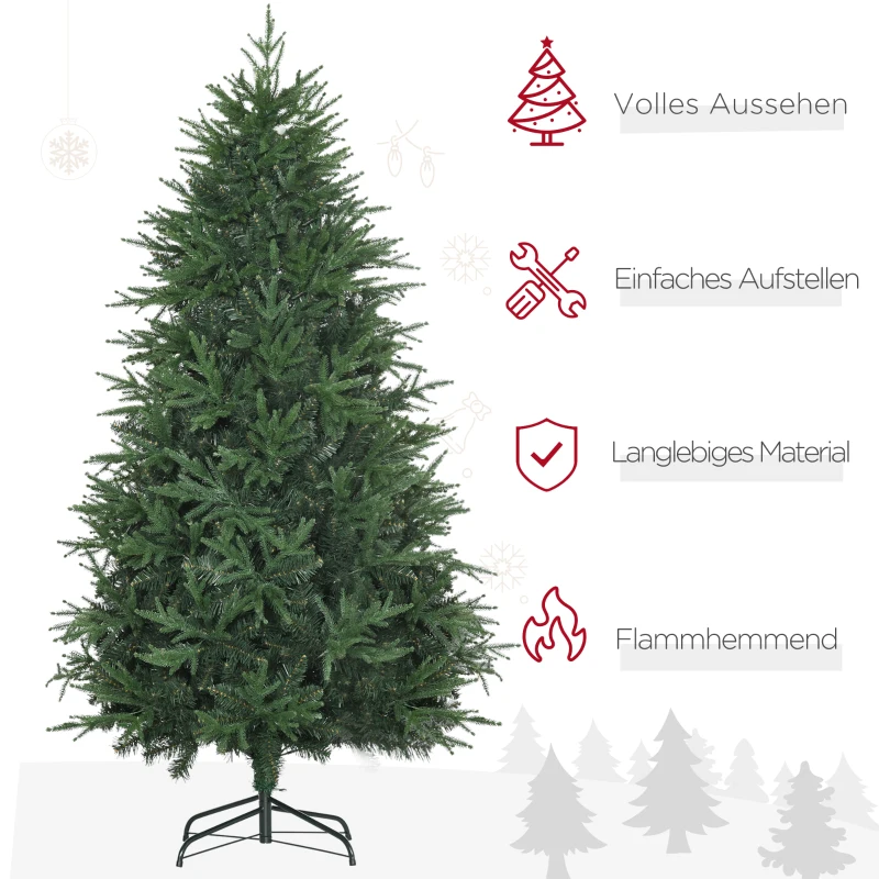 HOMCOM kerstboom, kunstspar, realistische uitstraling, snelle montage, kunststof, groen, 120 x 120 x 180 cm