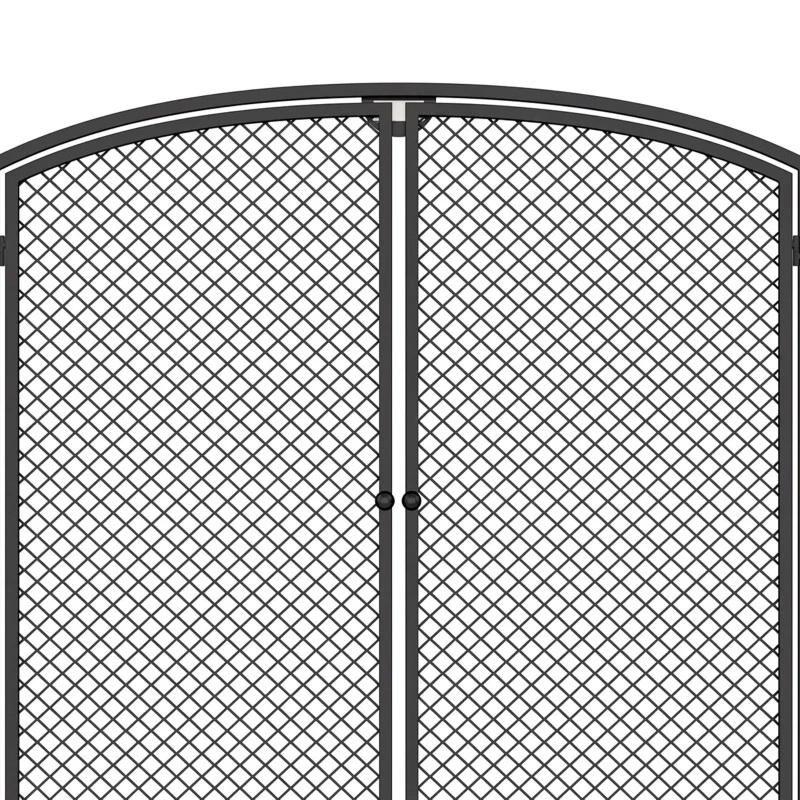 HOMCOM Pare-feu de Cheminée Pliable 3 Panneaux, 2 Portes, Style Moderne, Pare-Étincelles Cheminée en Métal, 122x10x75cm, Noir