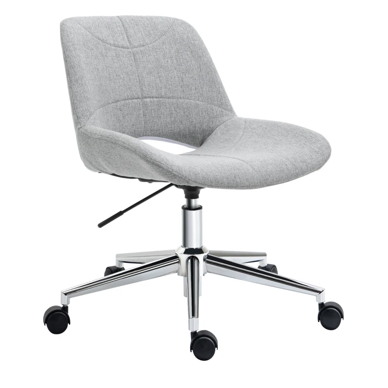 HOMCOM Bureaustoel, in hoogte verstelbaar, 360° draaibaar, tot 110 kg, metalen frame, lichtgrijs, 49 x 56,5 x 73-82,5 cm
