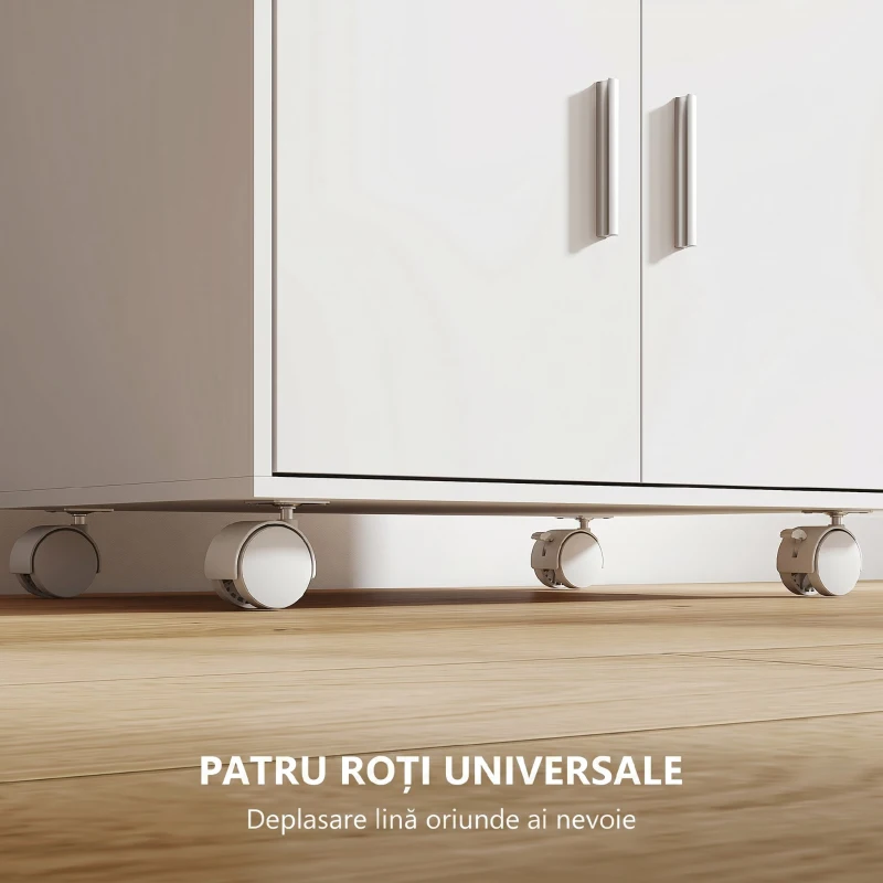 HOMCOM Dulap pentru Cuptorul cu Microunde din Lemn cu Sertar, Dulap cu 2 Uși și 2 Rafturi, 59x40x92 cm, Alb