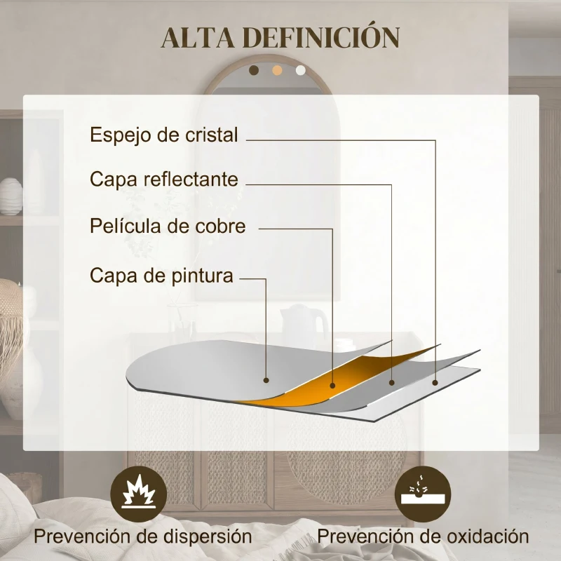 HOMCOM Espejo de Pared 65x110 cm con Marco de Madera en Forma de Ventana Espejo Decorativo para Salón Dormitorio Marrón Oscuro