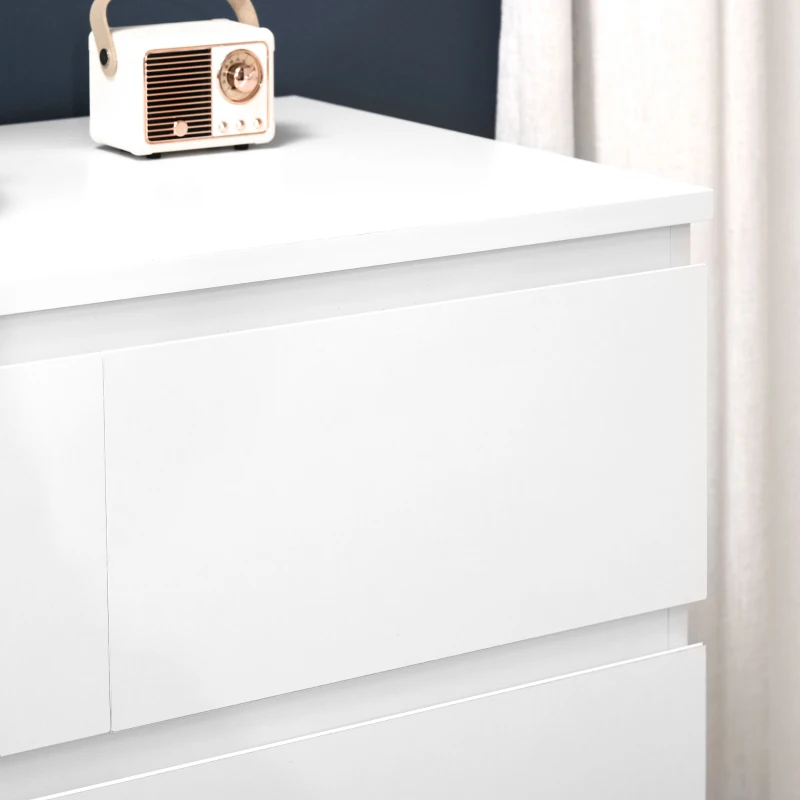 HOMCOM Cassettiera 6 Cassetti con Design Antiribaltamento, in Truciolato, 80x39x115 cm, Bianco