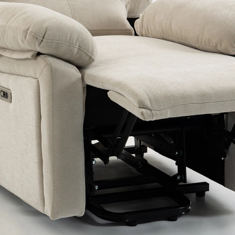 HOMCOM Elektrische sta-opstoel met massage en warmte, relaxfauteuil van chenille met schuim met hoge dichtheid en dikke rugleuning, crèmewit