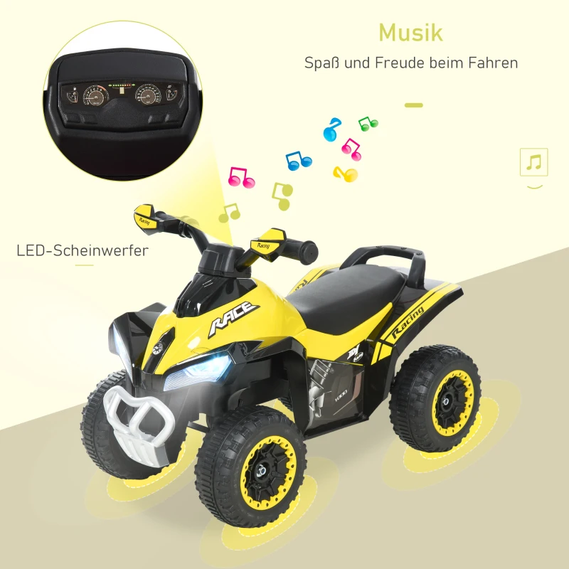 HOMCOM trapauto kinderen duwauto kinderauto kindervoertuig licht muziek geel(m-4)