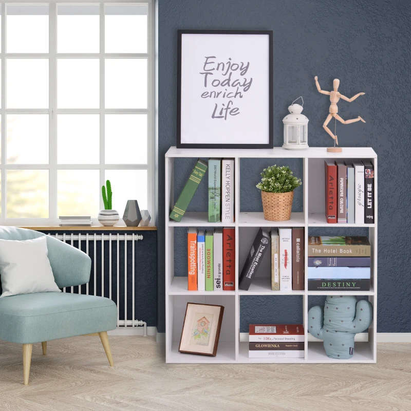 HOMCOM Nine-Cube Storage Shelf - White