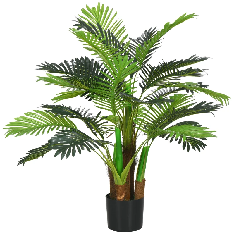 HOMCOM Kunstpalm, 1 m met Realistische Takken, Decoratieve Plant, Kunststof, In Pot, Bruin+Groen