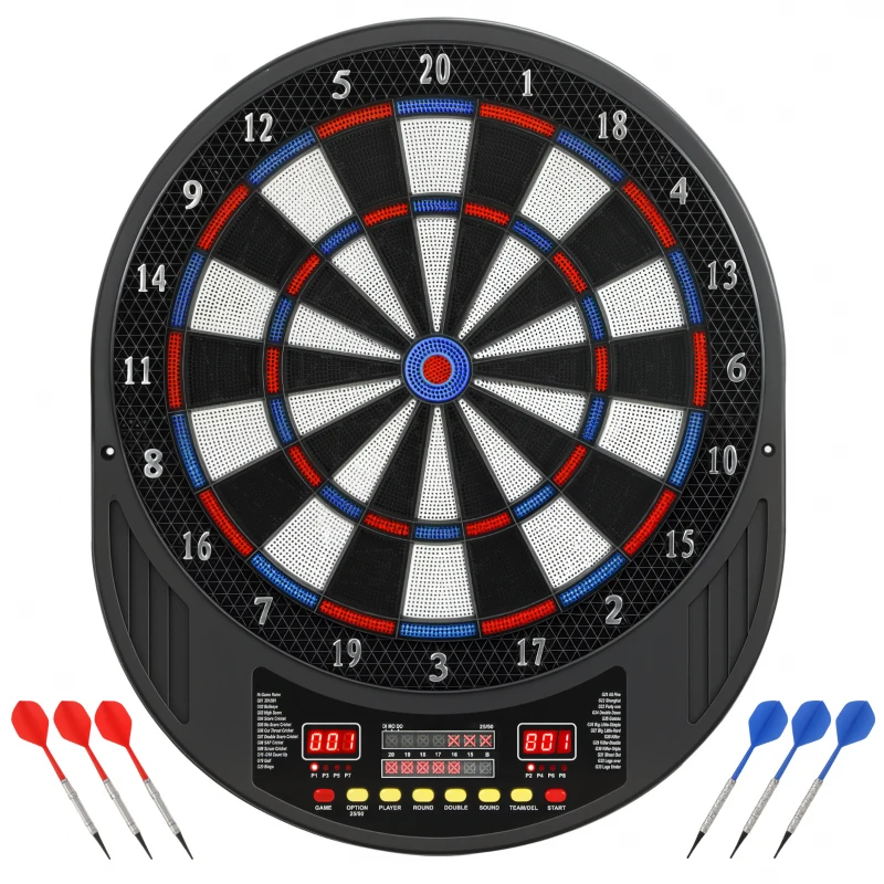 SPORTNOW Jeu de fléchettes électronique avec embouts souples, doubles écrans LED, 33 jeux, 202 variations, jusqu'à 8 joueurs