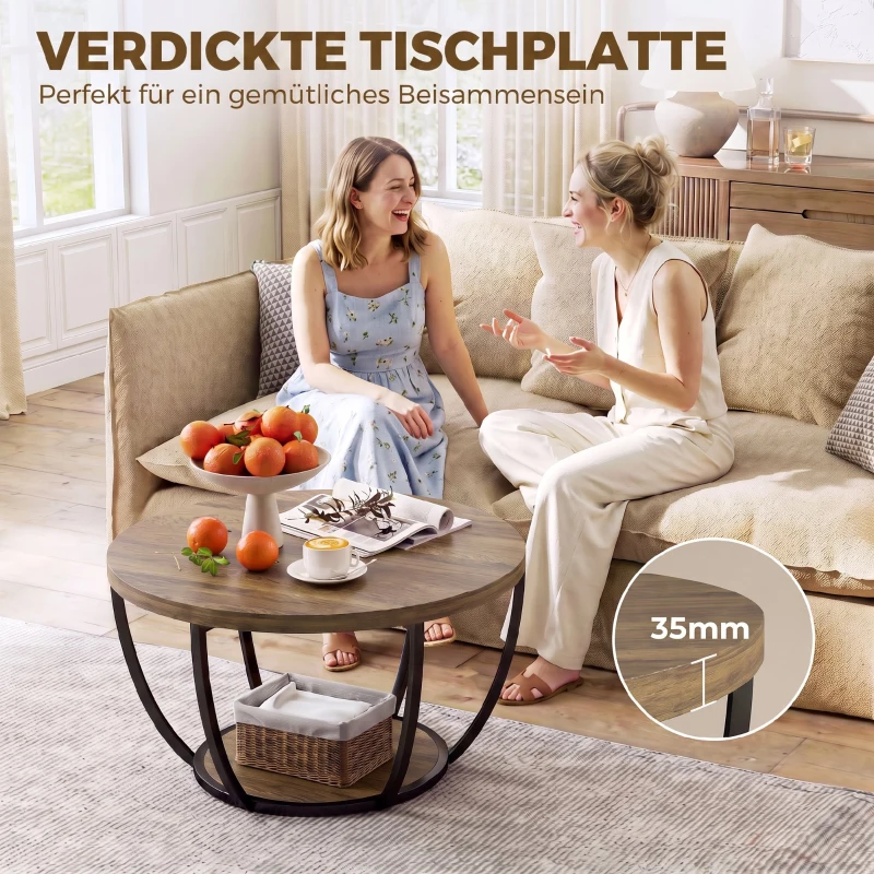 HOMCOM Salontafel met 2 niveaus, woonkamertafel 80 x 80 x 43,8 cm, bruin/zwart