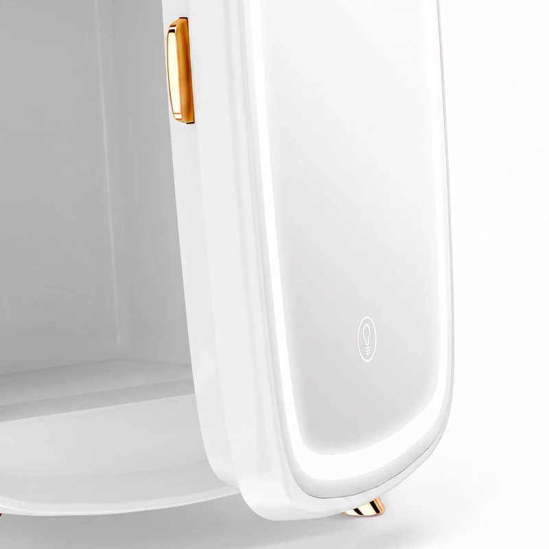 HOMCOM Skincare Refrigerator, 6L Mini Cosmetic Fridge with LED Mirror, Cooling Function for Bedroom, Skincare, Office, White