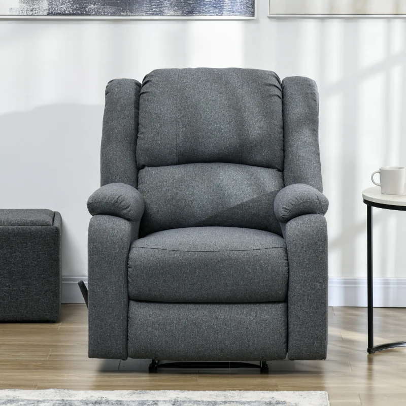 HOMCOM Relaxstoel met ligfunctie en voetsteun, verstelbaar, tot 150 kg, stalen frame, 90 x 96 x 98 cm, Grijs