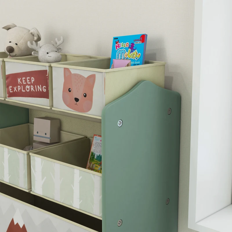ZONEKIZ kinderskast met 6 stofboxen, schattig motief, 63x30x66 cm, Grün(m-8)