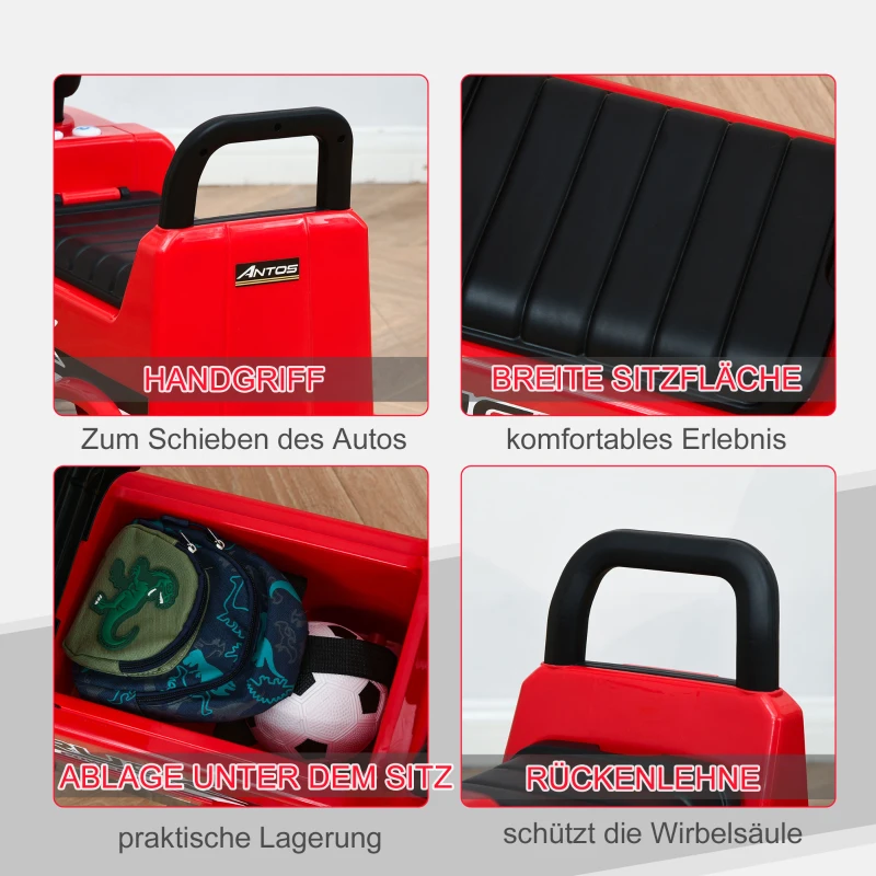 HOMCOM speelgoedauto loopauto babywagen kinderwagen gelicentieerd door Mercedes ANTOS vrachtwagenstijl met licht voor kinderen van 12 tot 36 maanden metaal PP plastic wit + zwart 62.5x28.5x45cm