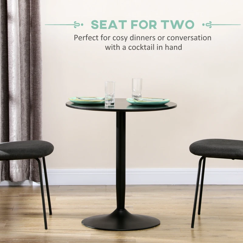 HOMCOM 75H x Φ70cm Two-Person Minimalistic Dining Table - Black