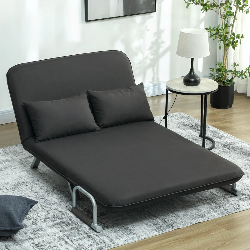 HOMCOM Two-Seater Click-Clack Sofa Bed - Charcoal Grey