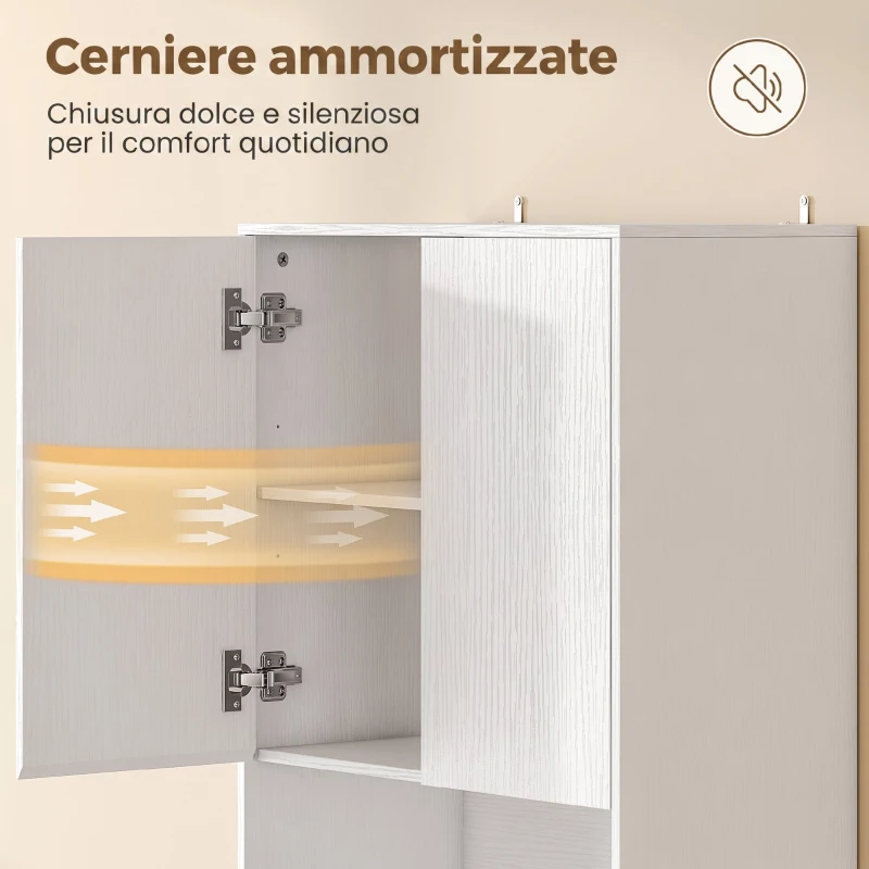 HOMCOM Credenza Dispensa da Cucina 170 cm con Mensola Regolabile, Bianco
