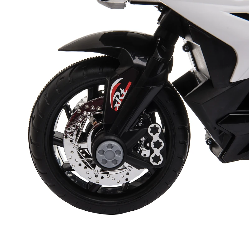 HOMCOM Elektrische kindermotorfiets, verlichting & geluiden, 3 km/u, oplaadbaar, kunststof & metaal, Zwart/Wit