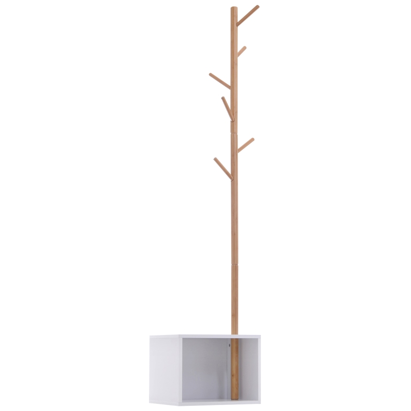 HOMCOM 180 cm Hallway Coat Rack Storage Bench Tree Hat Hanger Entryway Stand Garment Organiser Bedroom Living Room