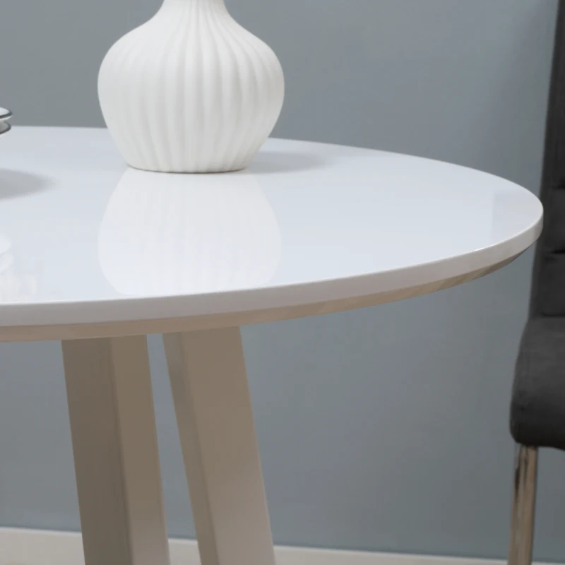 HOMCOM eettafel, keukentafel, voor 2 personen, hoogglanzend oppervlak, met tafelpoten, wit, 72 x 72 x 75 cm