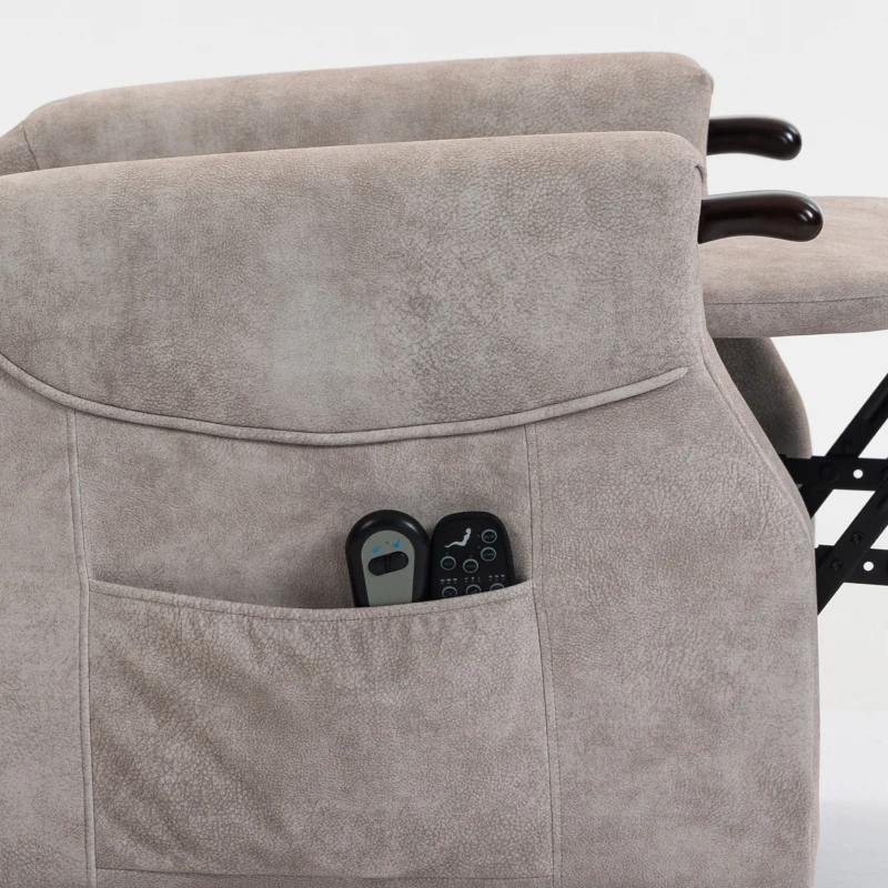 HOMCOM Elektrische Sta-op Fauteuil met Massage, Verwarming en Ligfunctie, Lichtgrijs