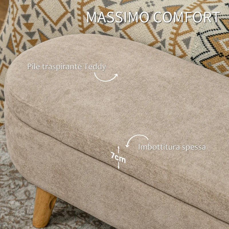 HOMCOM Panca Fondo Letto Imbottita con Spazio Portaoggetti a Scomparsa, in Legno e Poliestere, 110x40x43 cm, Beige