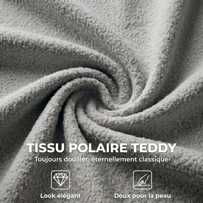 HOMCOM Chaise de Bureau Pivotante en Fourrure Teddy, Hauteur Réglable, Roulettes, Mousse Haute Résilience, Gris