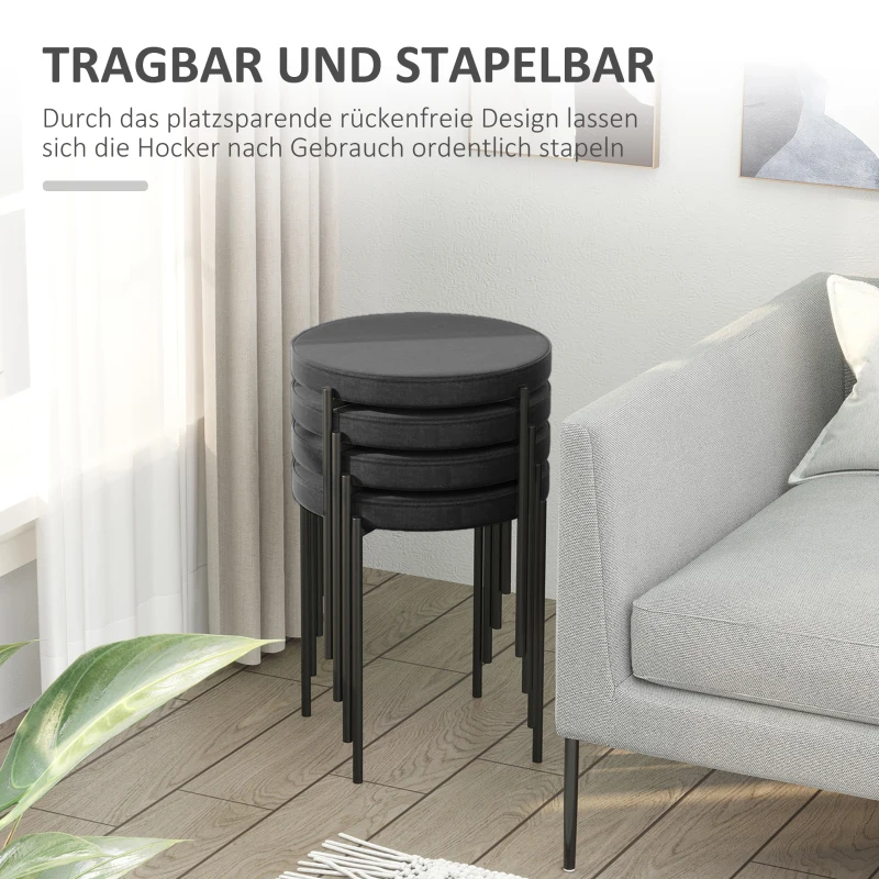 HOMCOM Eetkamerstoel Accentstoel Keukenstoelen, 41,5 cm x 41,5 cm x 46 cm, Zwart