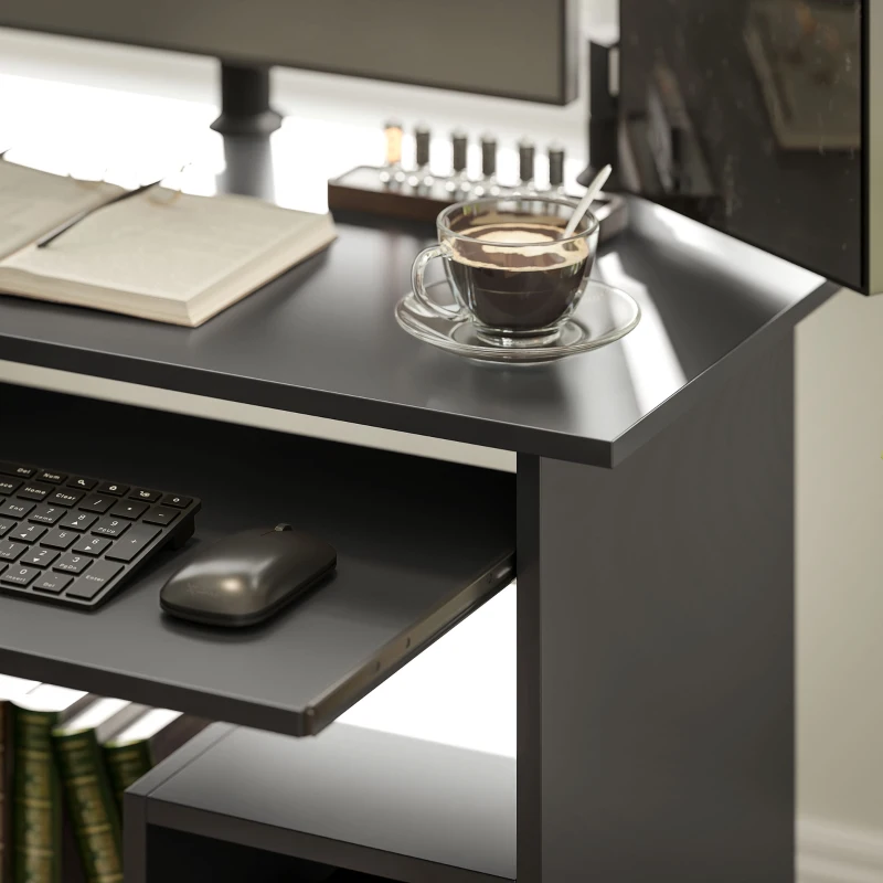 HOMCOM Computertafel, Bureau, Spaanplaat, Metaal, 80 x 45 x 75 cm, Zwart(m-8)