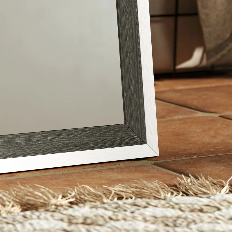 HOMCOM Volledige Lichaamsspiegel, MDF-Frame, Splintervrije Folie, 162,6 x 53,3 cm, Grijs
