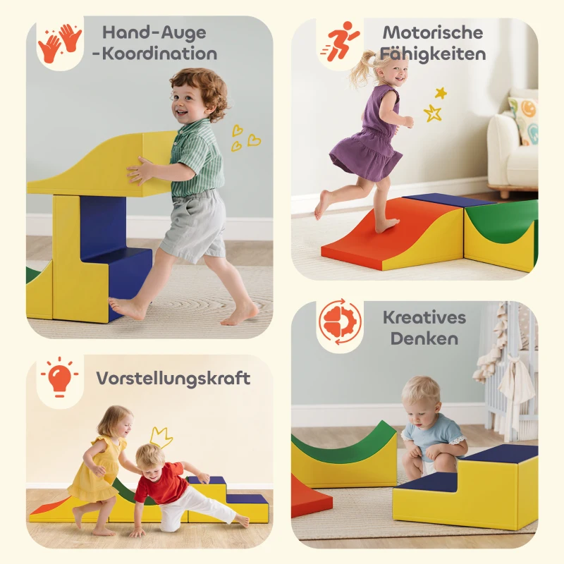 AIYAPLAY 3-delig Klim- en Kruipset voor Peuters, Kunstleer, Schuim, Geel