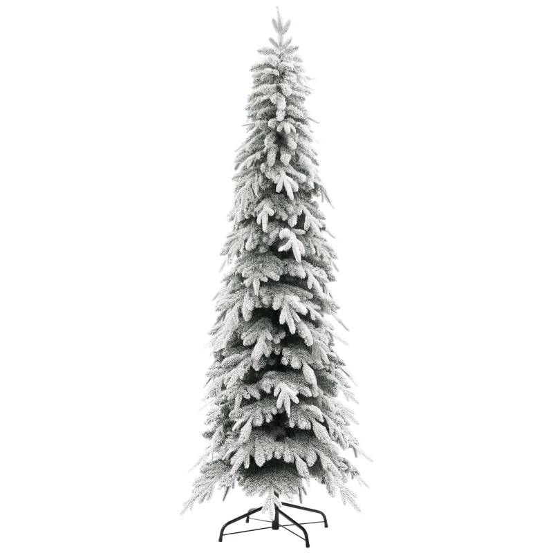 HOMCOM Kunstkerstboom 210 cm, natuurgetrouw met 800 volle takken, sneeuwlook en auto-opening
