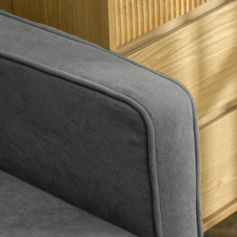 HOMCOM Divano 3 Posti Moderno in Velluto di Ghiaccio con Vano Contenitore e Design Scandinavo, Grigio, 166.5x62x82cm