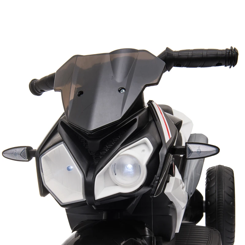 HOMCOM Elektrische kindermotorfiets, verlichting & geluiden, 3 km/u, oplaadbaar, kunststof & metaal, Zwart/Wit