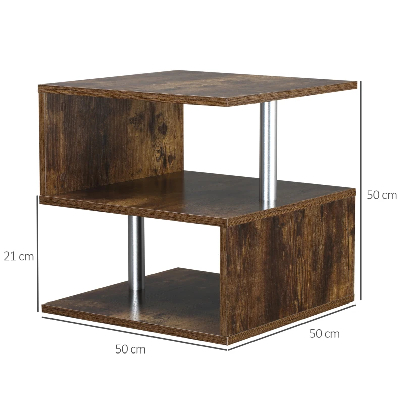 Salontafel bijzettafel koffietafel theetafel houtnerf metaal bruin