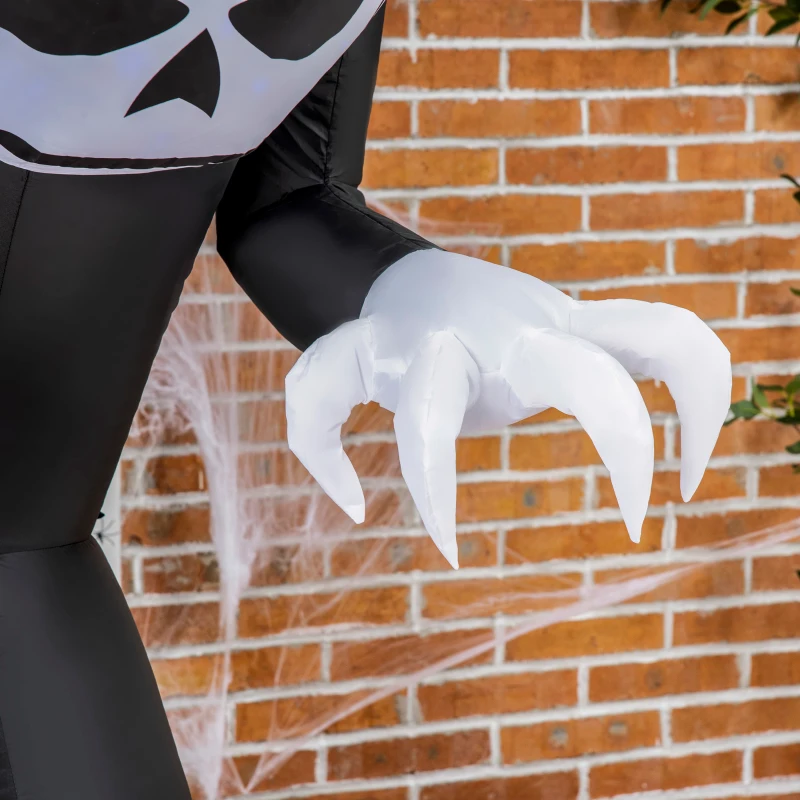 Outsunny spook met pompoenkop, opblaasbaar Halloweendecor met blauw vlammeneffect, 88 x 79 x 210 cm