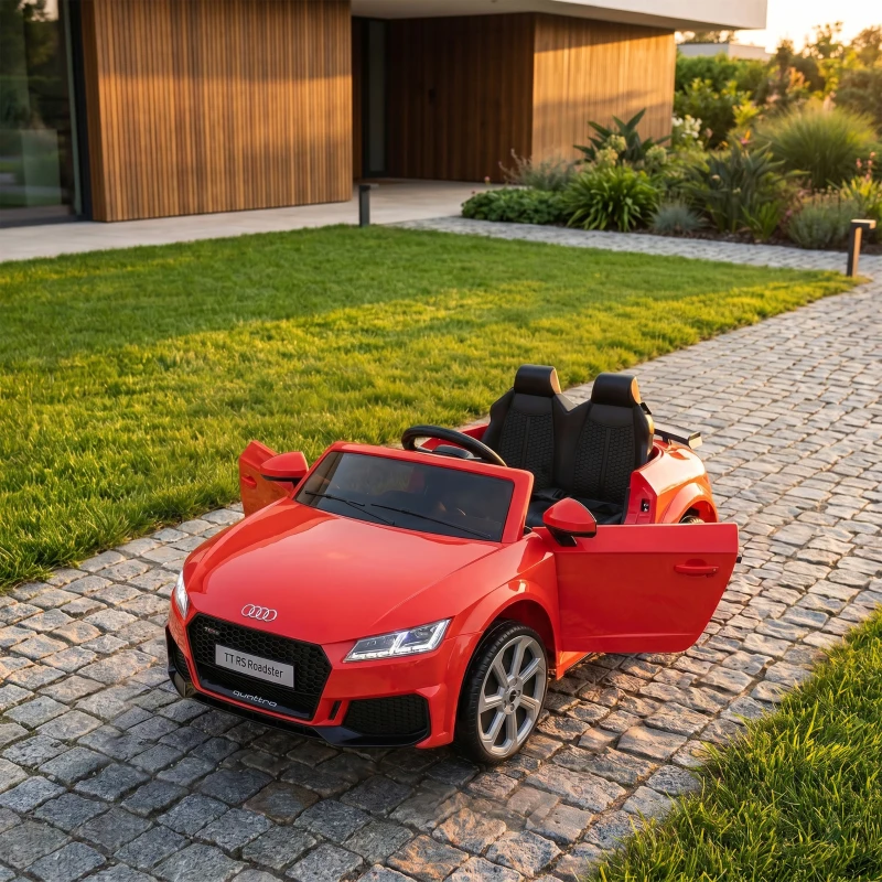 HOMCOM Macchina Elettrica per Bambini 3-5 Anni Licenza AUDI TT con Telecomando e Fari LED, 102x60x44 cm, Rosso