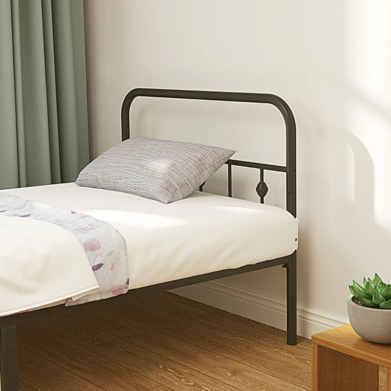 HOMCOM Metalen eenpersoonsbedframe, Eenvoudige Montage, met Geluidsreducerende Rubberen Kits, Zwart