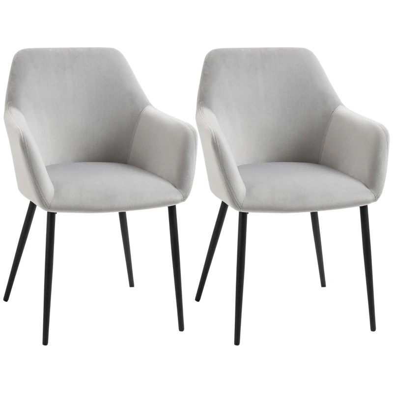 HOMCOM Set Eetkamerstoelen, Comfortabel, 54x57x80 cm, Lichtgrijs