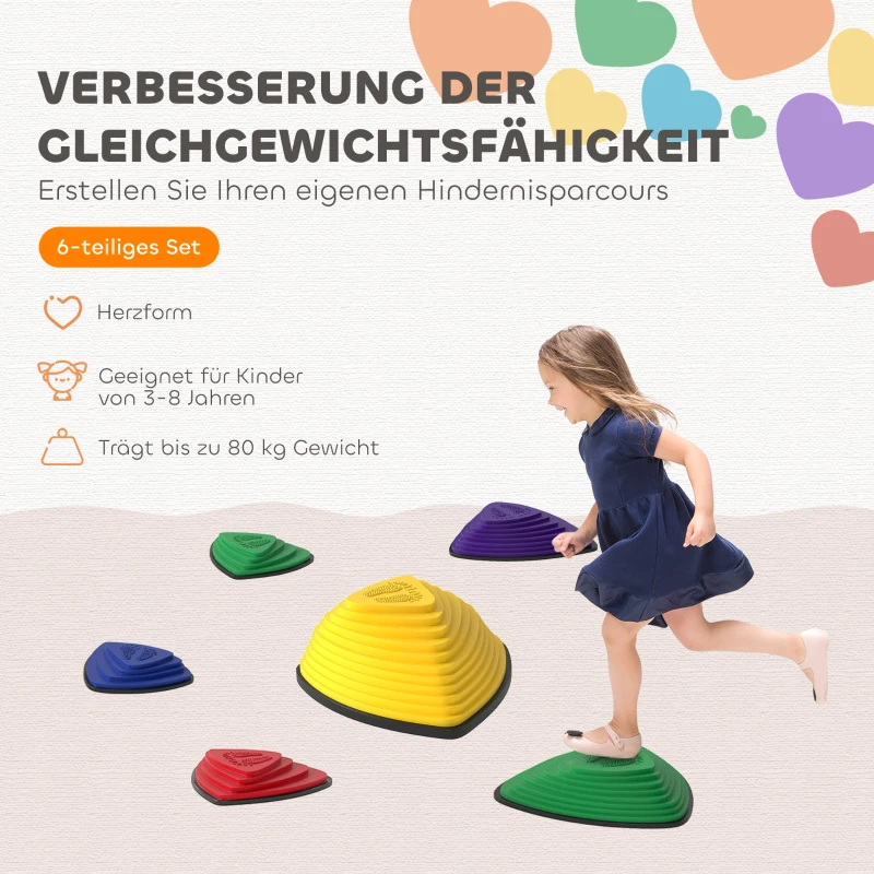 AIYAPLAY 6-delige set antislip Trittsteinen, voor binnen & buiten, stapelbaar, Kleurrijk