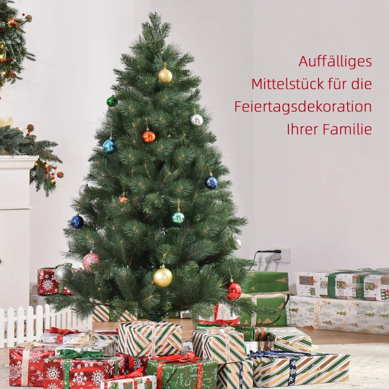 HOMCOM Kerstboom Ø90 x 180 cm, Kunstmatige Den, Realistisch Naaldkleed, Groen