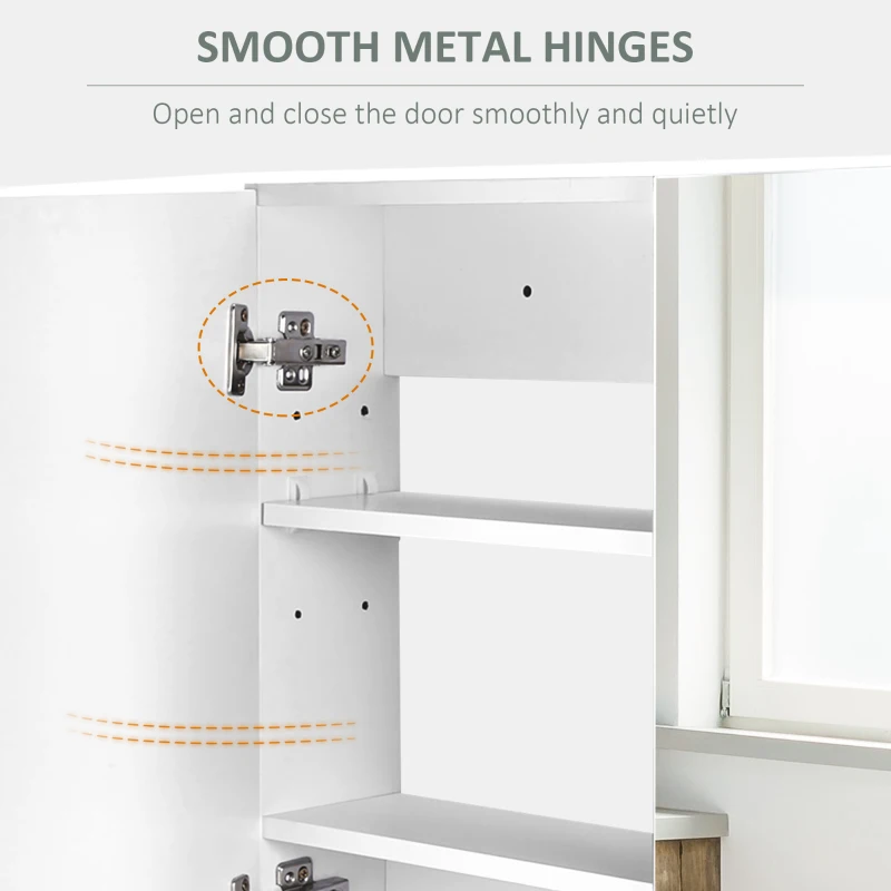 HOMCOM 80 x 15 cm Double Door Bathroom Mirror Cabinet - White