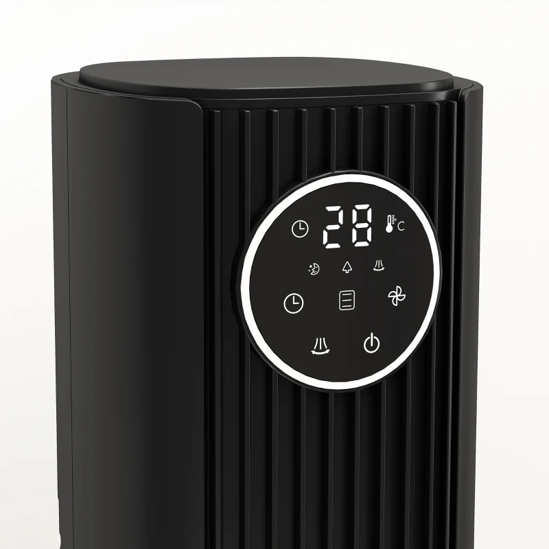 HOMCOM Ventilateur colonne silencieux 28dB, vitesse 8m/s, ventilateur tour chambre, 12 vitesses, 4 modes, minuterie 12H, noir